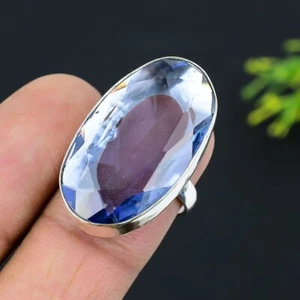 Tansanit Quarz Edelstein Handarbeit 925 Sterling Silber Schmuck Ring Größe 8 Z081 - Bild 1 von 3