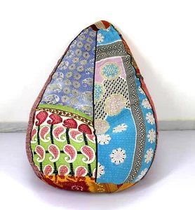 Handmade Vintage Cotton Floral Bohemian Hippie Bean Bag Gypsy Ottoman Pouf - Picture 1 of 4