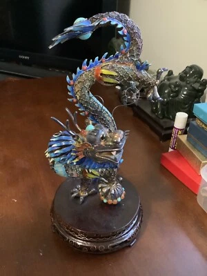 dragón chino antiguo plata esterlina Foto 1 de 4