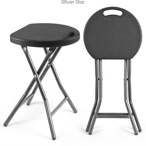 Foldable Stool Chair with Handle Set of 2,Small Collapsible Skinny Stools - Picture 1 of 7