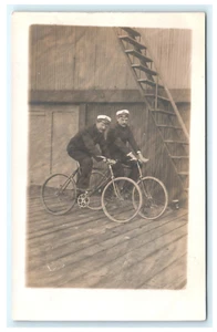 1904-1918 WW1 Marina Militare Biciclette RPPC Cartolina - Foto 1 di 2