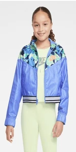 Nike Girls Windrunner Jacket Sz. XL Floral Hood Zip Lightweight - Picture 1 of 11