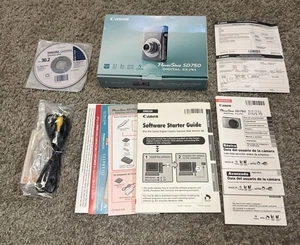 Canon Powershot SD750 Digital Elph CAJA, MANUALES Y CABLES SOLAMENTE - SIN CÁMARA - - Imagen 1 de 10