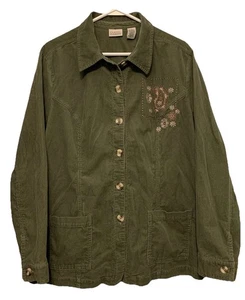 Vtg Classic Elements Corduroy Jacket Women’s 18 Blazer Fall Embroidered Pockets - Picture 1 of 4