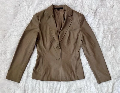 Blazer Express Design Studio Marrón Tostado Dos Botones Talla 0 Mujer Carrera Académica Foto 1 de 4