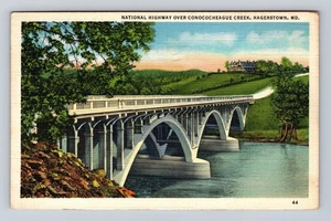 Hagerstown MD-Maryland, National Hwy, Conococheague Creek Vintage c1939 Postcard - Picture 1 of 2