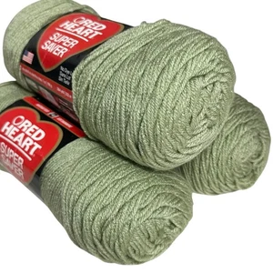 VTG Red Heart Super Saver Yarn FROSTY GREEN 0661 Acrylic 7 oz NO DYE ~ LOT OF 3 - Picture 1 of 7