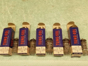 Tung-Sol 5687 audio tubes, NOS sleeve of five, bronze plates - Picture 1 of 5