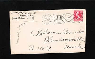 Muncie Indiana Flag Cancel Blank Die 1904 Commercial Cover 6w - Image 1 of 2