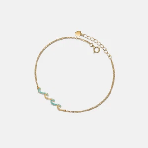 Dainty Gold Ocean Wave Bracelet in 925 Sterling Silver - Picture 1 of 8