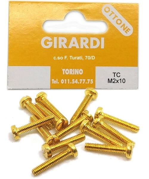 VITE A METALLO IN OTTONE TESTA CILINDRICA M2x10 - DIN 84 - UNI 6107  - Immagine 1 di 1