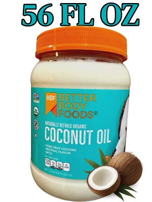 Aceite de coco BetterBody Foods orgánico refinado naturalmente 56 OZ todo uso/cocina Foto 1 de 4