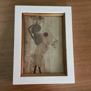 Banana Leaf Handmade Art Tanzania Framed Woman and Baby 7 by 4 - Picture 1 of 3