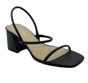 Neu Mark Fisher Galvin Riemchensandale Blockabsatz schwarz Größe 8,5 eckige Zehenpartie 79 $ - Bild 1 von 4