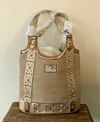 Bolso de Hombro Christian Audigier ~ Bolso ~ Tachonado Bling ~ Forro de Leopardo Foto 1 de 4