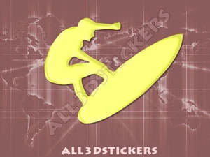 3D Sticker Decal Resin Domed Surfer Surf Adhesive Decal Lemon Yellow - Picture 1 of 1