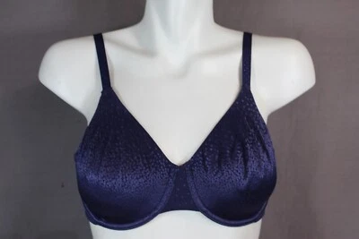 Sujetador Wacoal 855303 Back Appeal sin forro con aros cobertura completa talla 38H azul marino EE. UU. Foto 1 de 4