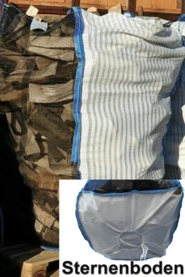 PACK24 10x TOP Profi Woodbag Holzbag 100x100x120cm mit Sternboden Brennholz Kaminholz