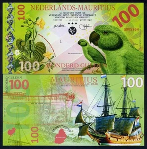 Países Bajos Mauricio, 100 florines, 2016, emisión privada POLÍMERO, UNC F - Imagen 1 de 1