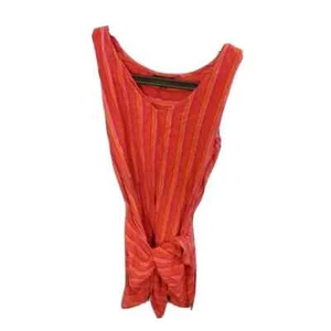 Drew Size S Linen Blend Dress Wrap Stripe Tie Waist Faux Sarong Boho Sleeveless - Picture 1 of 10