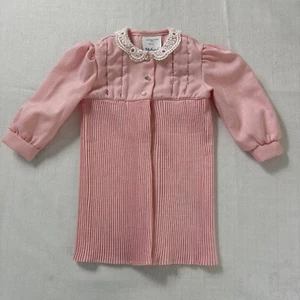 Cappotto plissettato vintage Polly Flinders bambina taglia 2T festa rosa ricamato chiesa - Foto 1 di 12
