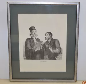 Avvocati Honore Daumier - Avvocato e cliente litografia originale incorniciata con certificato di autenticità - Foto 1 di 10