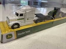 John Deere Hauler White Semi with Tractor Diecast Model 37382 Tomy Collectible