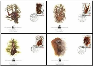 Indonesia 1989  ☀ W.W.F. - Fauna Monkeys ☀ 4x FDC - Picture 1 of 1