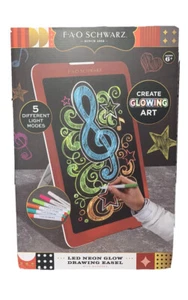 FAO Schwarz LED Neon Glow Drawing Easel w/Markers Create Glowing Art 5 Modes - Imagen 1 de 13