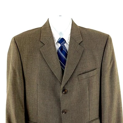 Ralph Lauren Wool Silk Tan Green Check W/ Orange Red Windowpane Sport Coat 42R - Image 1 of 4