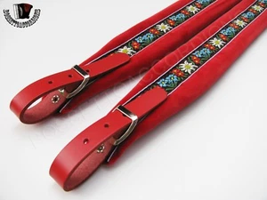 Accordion Shoulder Straps Red Folk Style - Picture 1 of 8