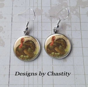 Pendientes de pavo de colección día de acción de gracias divertido arte alterado colgantes  - Imagen 1 de 1