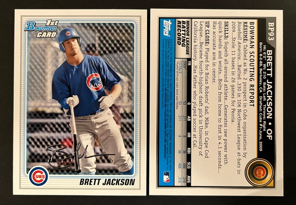 Tarjeta Brett Jackson 2010 Bowman Paper 1st Bowman Prospect #BP93 CUBS *GRAN CANTIDAD* Foto 1 de 1