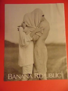 1992 BANANA REPUBLIC Couple wrapped under sweaters together print ad - Picture 1 of 1