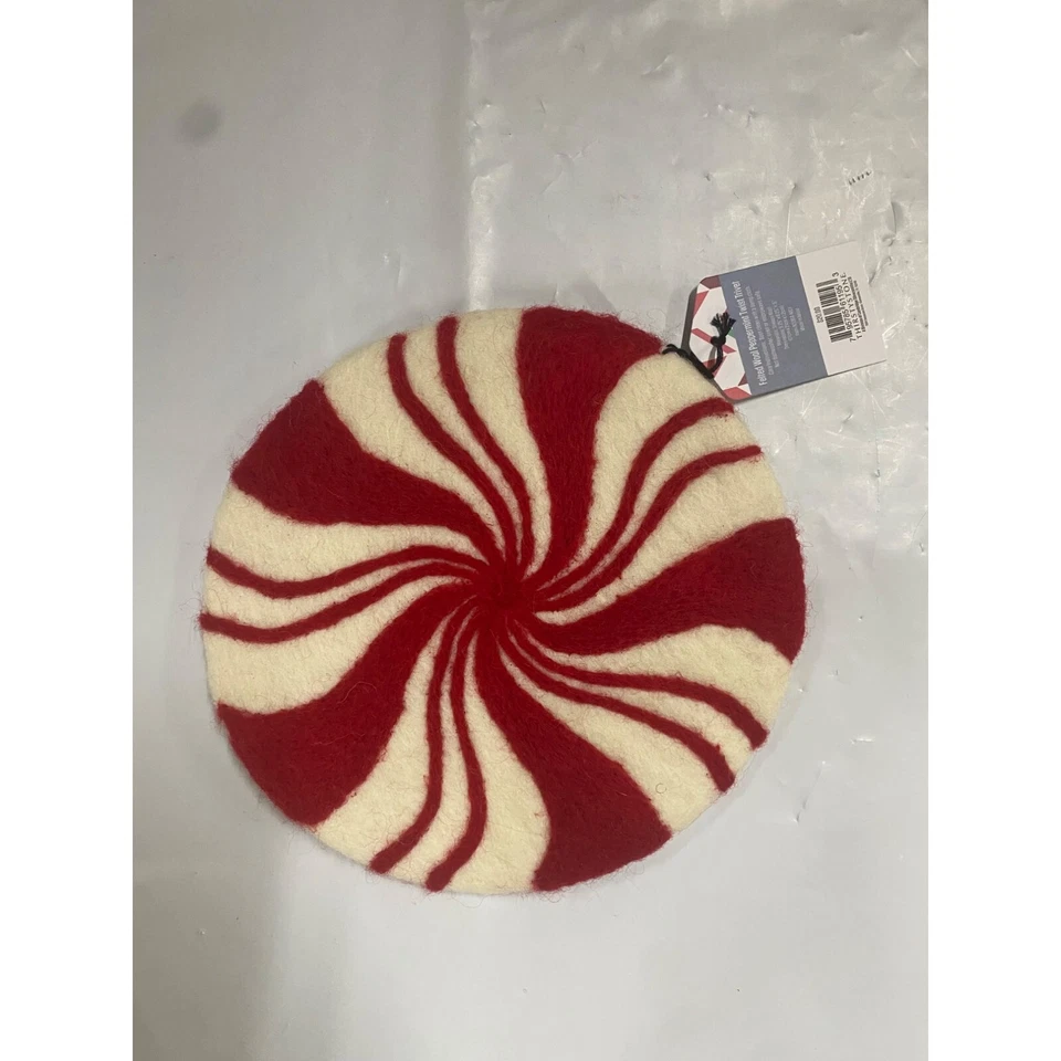 Thirstystone Fieltro Manchas Limpias Lana Menta Rojo y Blanco Twist Trivet Nuevo con Etiquetas Foto 1 de 2