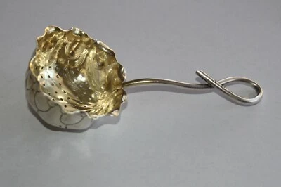 RARE 1800's Antique GEORGE W. SHIEBLER Sterling Silver Tea Strainer ART NOUVEAU - Image 1 of 4