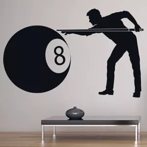Pool Player Black 8 Ball Wall Sticker WS-19378 - Picture 1 of 10