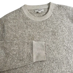 WALLACE & BARNS Wool Llama Crewneck Knit Sweater Size LARGE Beige Fuzzy E5619 - Picture 1 of 10