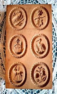 RARE WOODEN GERMAN Springerle Speculaas Butter Cookie Stamp Press Mold 6 PRINT - Picture 1 of 16