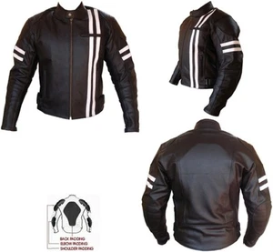 CHAQUETA DE CUERO MOTO ESTILO CLUB DE LUCHA (BRAD PITT) PARA HOMBRE NEGRA/BLANCA - Imagen 1 de 2