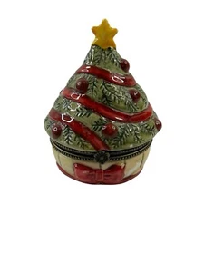 Adorable Villeroy & Boch #1748 Hinged Ceramic Christmas Tree Trinket Box - Picture 1 of 8