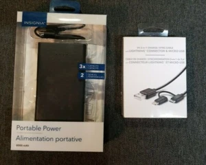 Banque d'alimentation portable Insignia 8000 mAh livrée avec câble de synchronisation de charge 2-en-1 de 3 pieds - Photo 1 sur 2