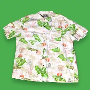 Vintage Big Dogs Resort Wear Hawaiian Short Sleeve Button-Up Linen Shirt Size XL - Picture 1 of 3