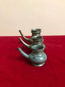 Antique Rare 3 PCS Kindi Brass Bronze Pitcher Water Dispens Vessel Pooja Gindi - Picture 1 of 6