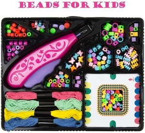 Kinder Schmuckherstellung Set für Mädchen, DIY Perlen für Schmuckherstellung Set mit Schnüren - Bild 1 von 7