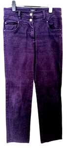 M&Co Ladies Full Length purple cotton/ elastane straight Trousers size 12 30in - Picture 1 of 6