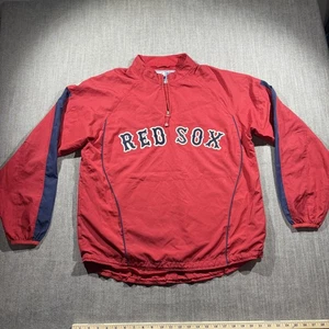 Boston Red Sox Jacket Mens Medium Red MLB Baseball Majestic Cool Base Pullover - Picture 1 of 11