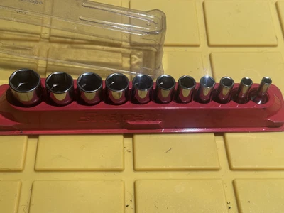 Snap On Tools NEW 211YFSSY 11pc 3/8" Drive SAE Semi-Deep 6pt FDX Socket Set USA - Image 1 of 3