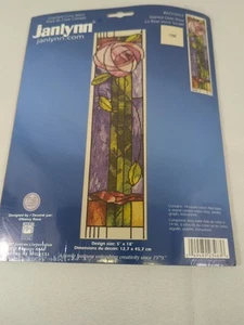 Vtg 2007 Janlynn Counted Cross Stitch Kit Stained Glass Rose 14 Aida 5"X18" New - Picture 1 of 2
