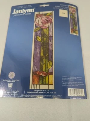 Vtg 2007 Janlynn Counted Cross Stitch Kit Stained Glass Rose 14 Aida 5"X18" New - Image 1 of 2